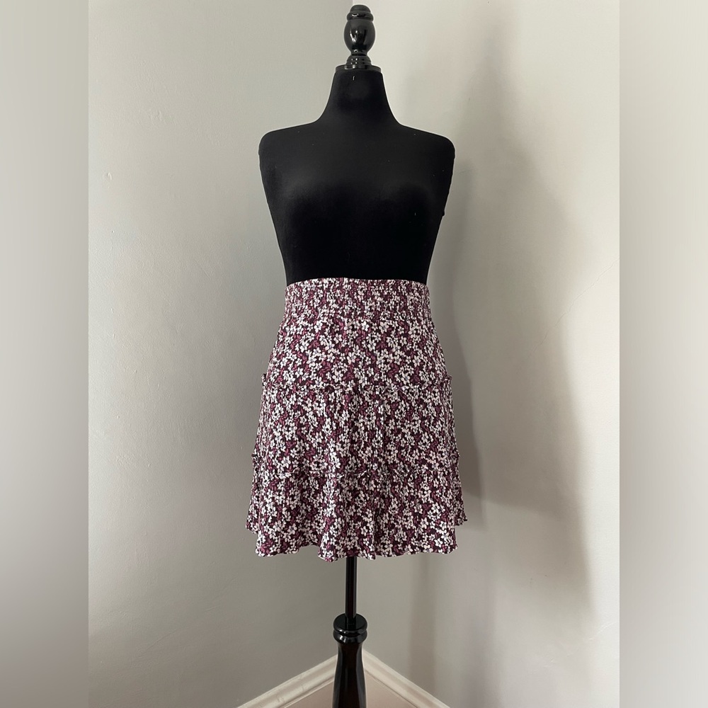 Market & Spruce Purple, Blue and White Floral Skirt - Size L - EUC